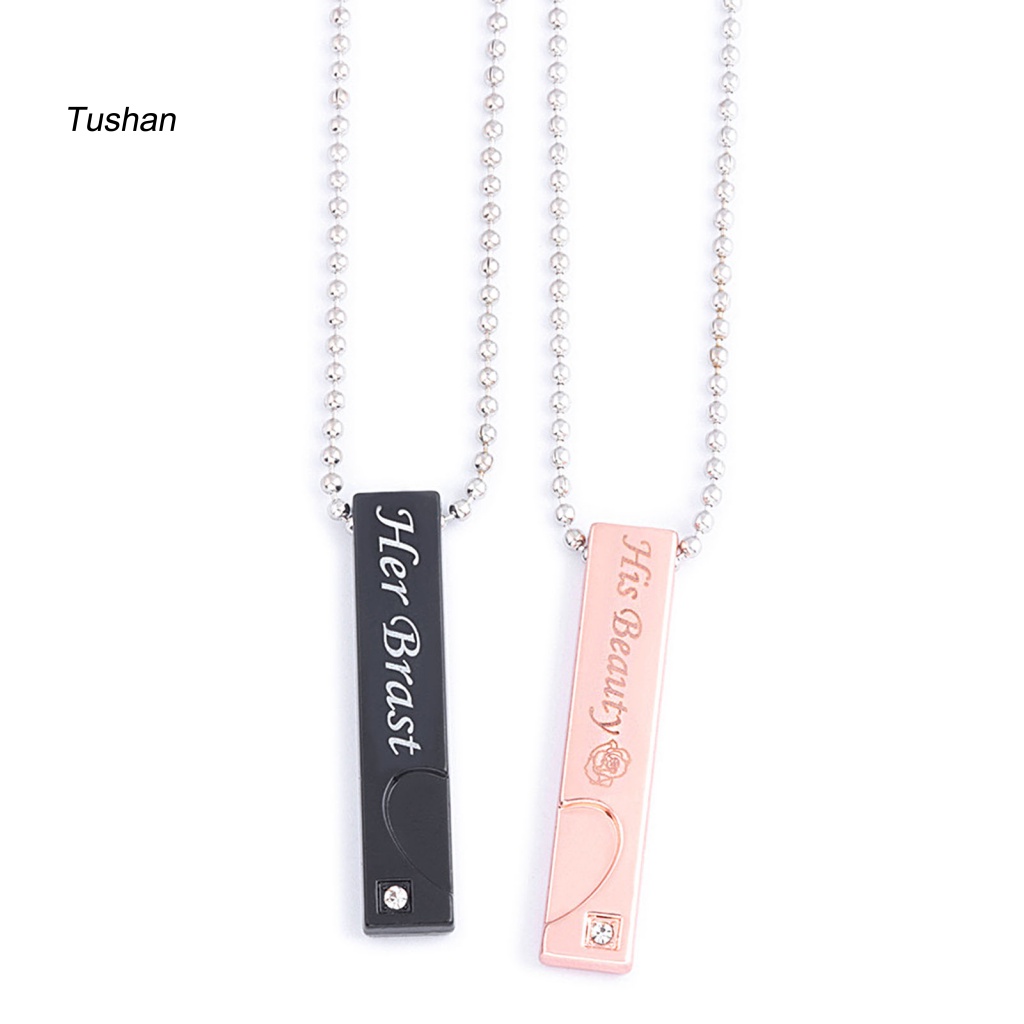 Set 2 Vòng cổ Mặt Thanh Chữ His Her Matching Cho Cặp Đôi