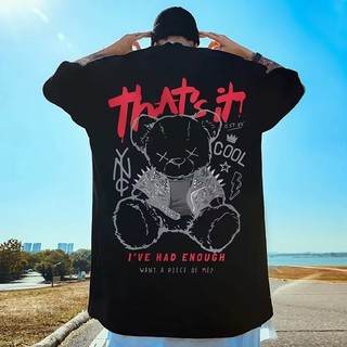 (30-130kg) M-8XL áo phông nam big size Áo thun cotton Mỹ hoạt hình hợp thời trang Áo thun in hình gấu nhỏ Áo thun nửa tay quá khổ Áo thun trẻ trung