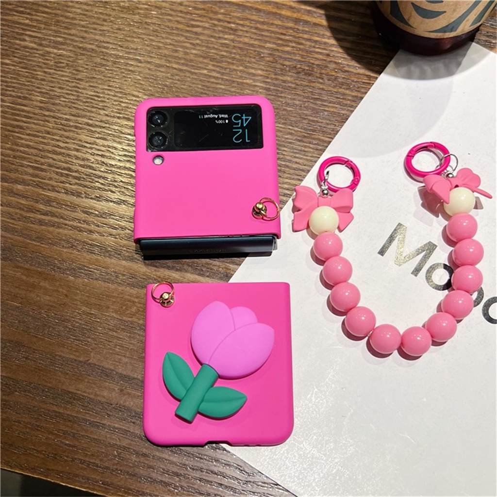 Ốp Điện Thoại Hình Hoa Tulip 3D Dễ Thương Cho Galaxy Z Flip4 5G Flip4 Z Flip3 Zflip3 Zflip4 Flip3