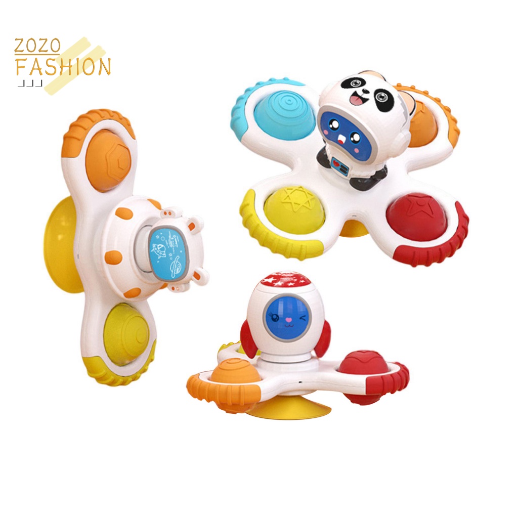 Bộ 3 Đồ Chơi Xoay Có Cốc Hút Nhiều Màu Sắc Vui Nhộn Cho Bé Tắm