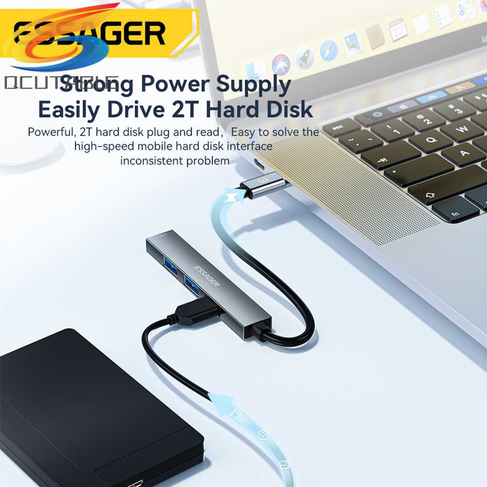 Trạm Sạc Chia Cổng USB2.0 480Mbps ESSAGER 4 Trong 1 Tiện Dụng