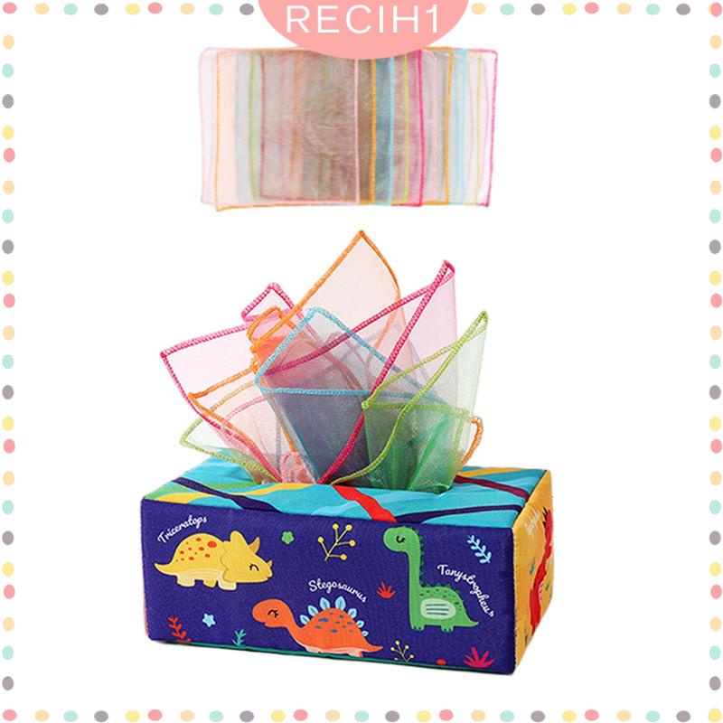 [Recih] Hộp Khăn Giấy Kéo Hoạt Động Phát Triển Kỹ Năng Động Cơ Tốt Hình Vuông Nhiều Màu Sắc Đồ Chơi Thoải Mái Cho Bé