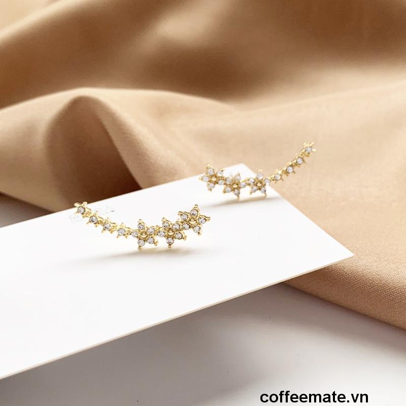 ⚡Hoa Tai Mạ Vàng Hình Ngôi Sao Năm Cánh Đính Đá Dễ Thương