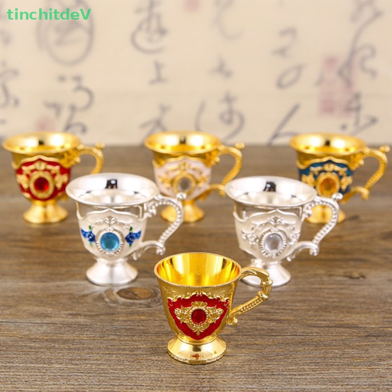 [TinchitdeV] Cốc Uống Trà / Cà Phê Mini Họa Tiết Hoa Đính Kim Cương Giả Lấp Lánh Retro Trang Trí Tách Trà tazas de te [Mới]