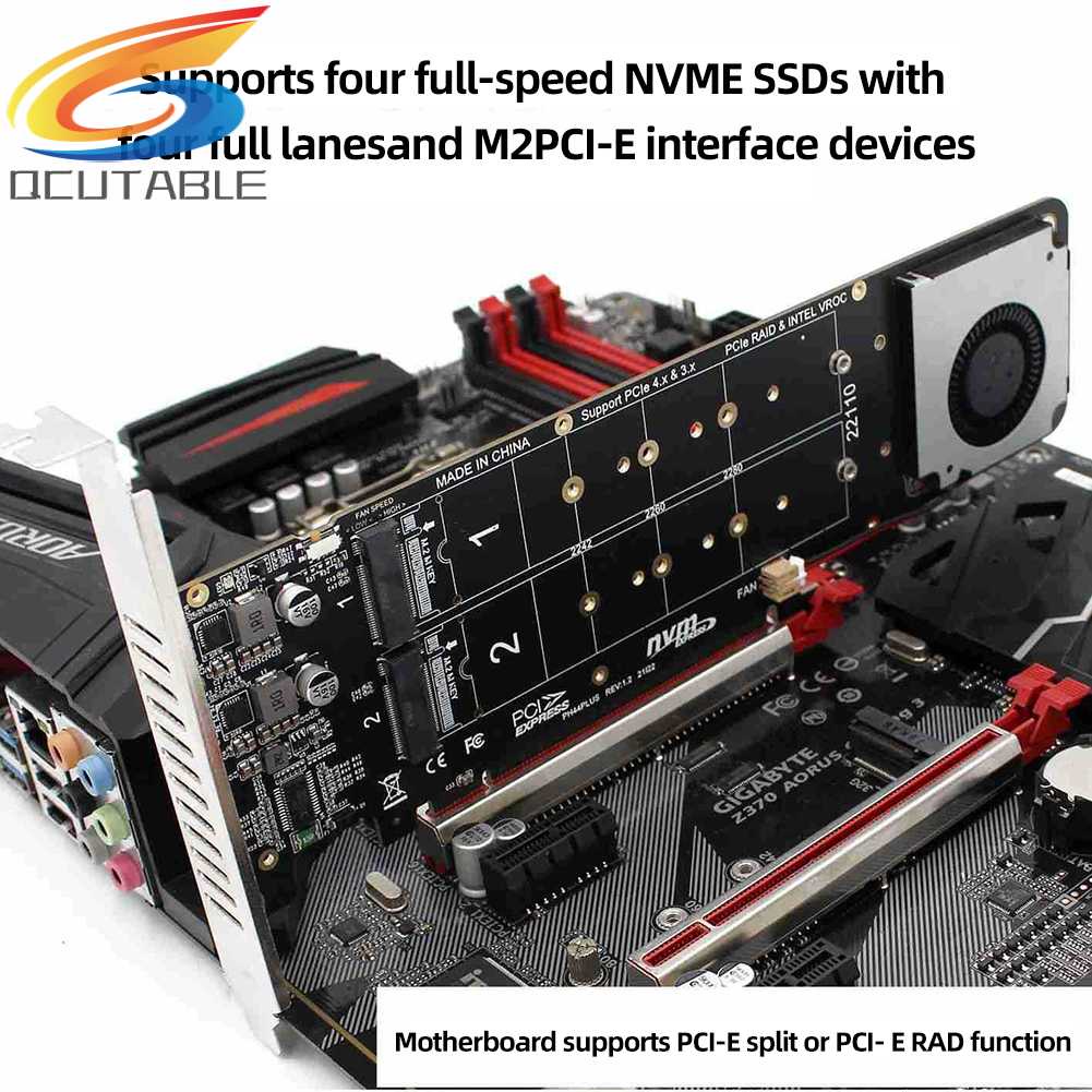 Card Chuyển Đổi 4Disk NVME Raid PCI-E4.0X16 Hai Mặt Cho 2230 / 2242 / 2260 / 2280mm