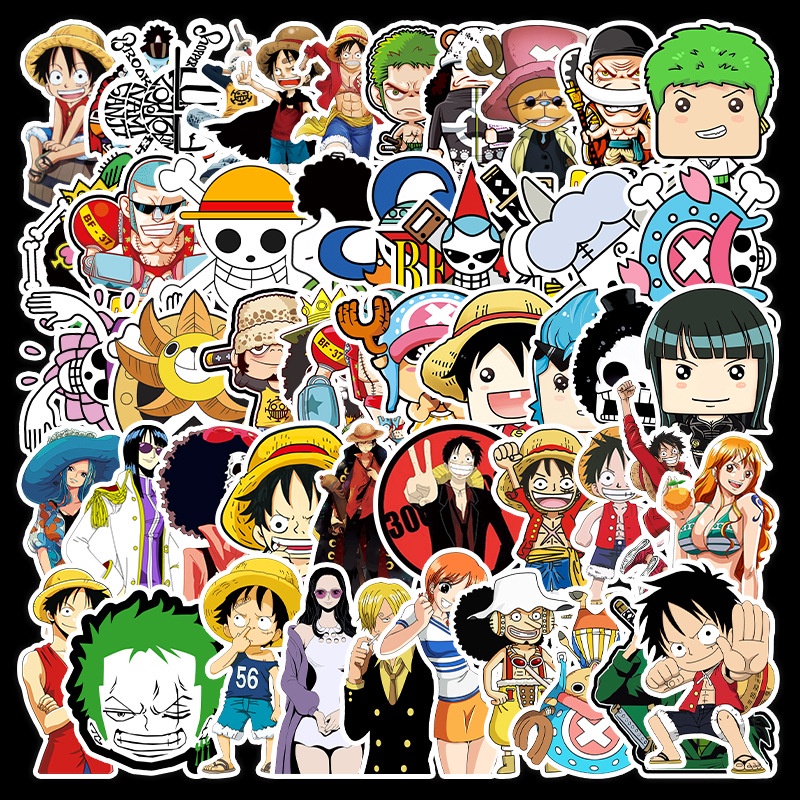 Bộ 50 Miếng Dán Anime One Piece Cho Hành Lý Laptop Ván Trượt Xe Hơi Xe Máy