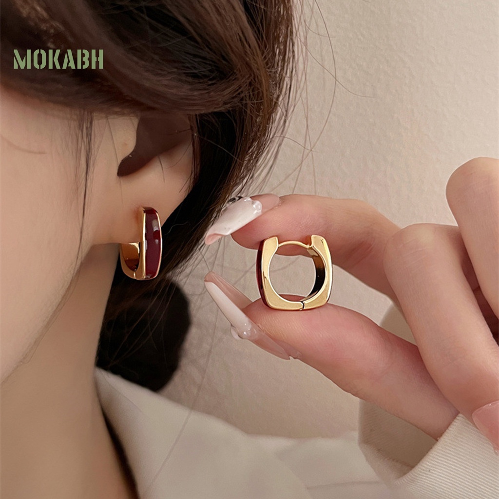 1 Đôi Bông Tai Mạ Điện Bóng Cao Sang Trọng Thoải Mái Dành Cho Nữ