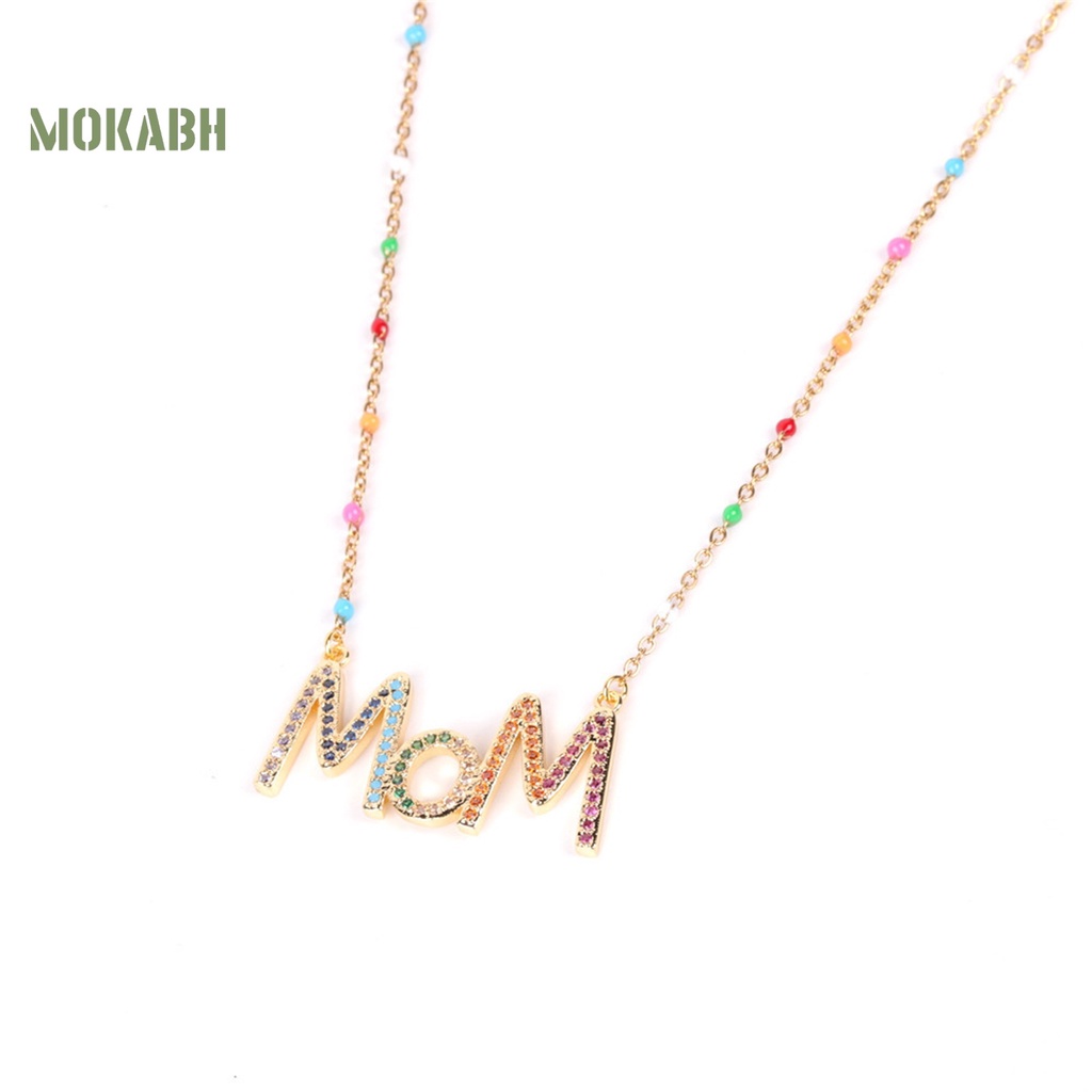 Vòng cổ Mặt Chữ MOM Đính Đá Zircon Lấp Lánh Thời Trang Cho Nữ