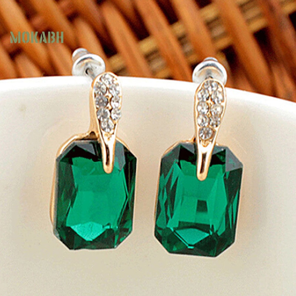 Bông Tai Hình Chữ Nhật Đính Đá Thanh Lịch Dành Cho Nữ