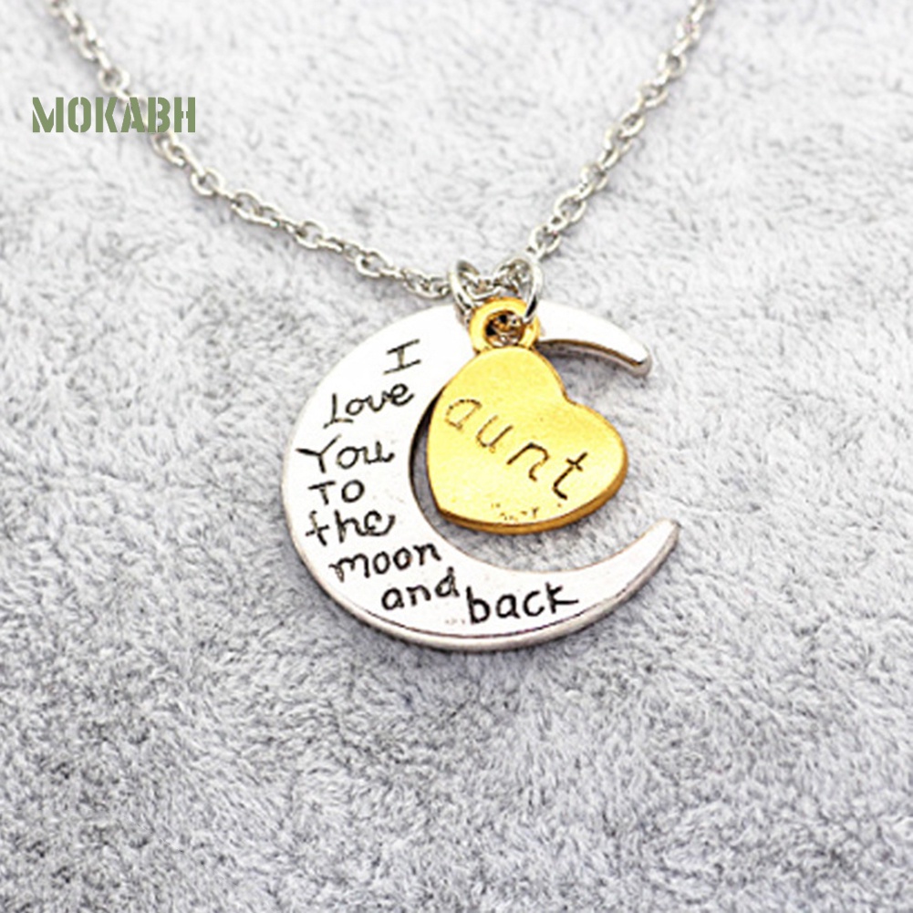 Vòng cổ Mặt Trăng Và Trái Tim Khắc Chữ I Love You Thời Trang Cho Gia Đình