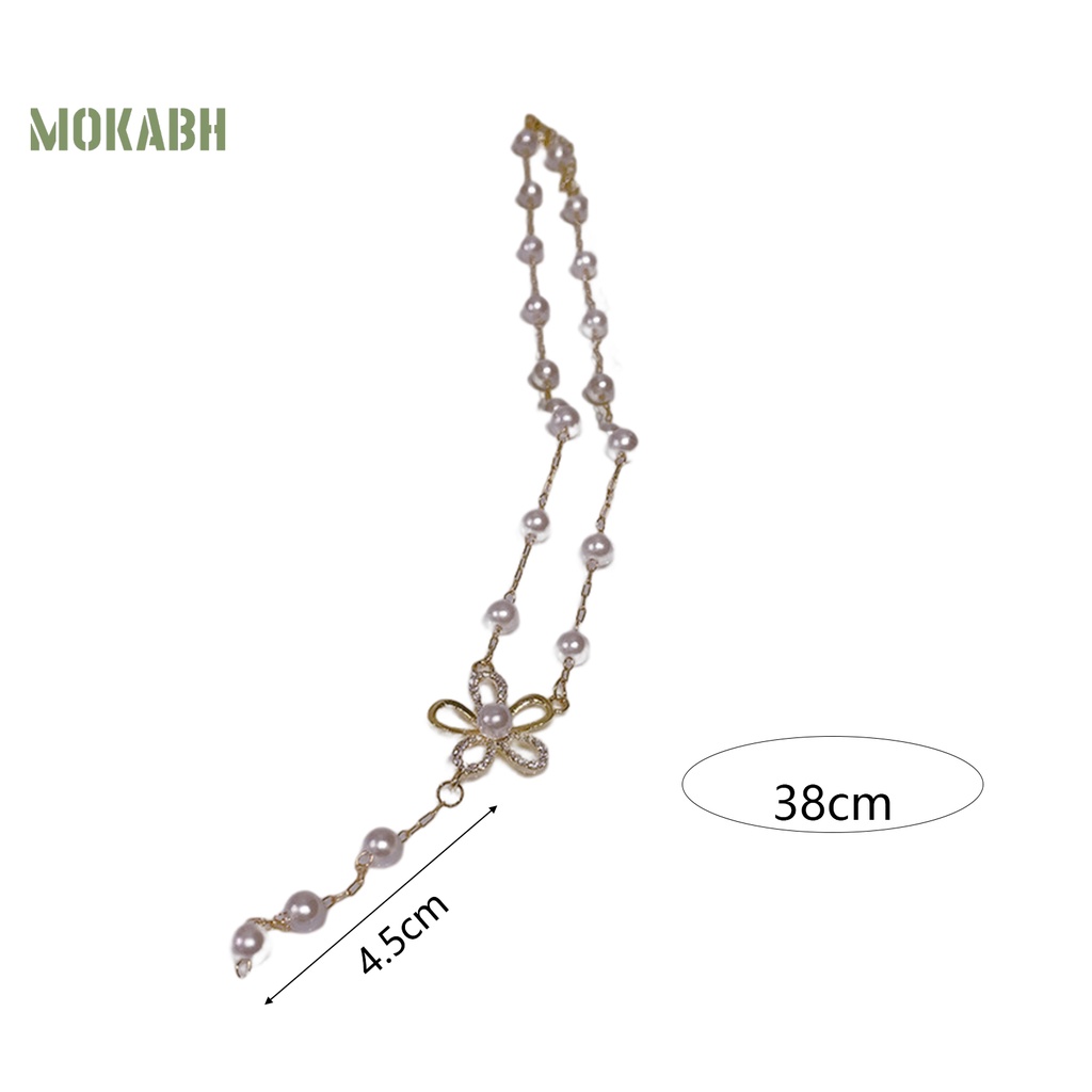 Vòng cổ Mặt Hình Hoa Cúc Đính Ngọc Trai Nhân Tạo Lấp Lánh Thời Trang Cho Nữ