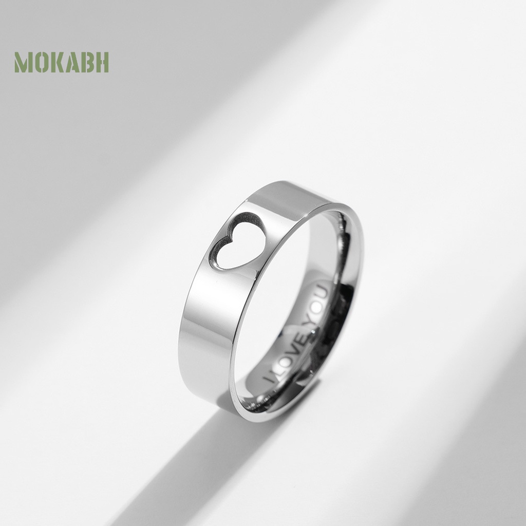 [Mới] Set 2 Nhẫn Mạ Điện Sáng Bóng Hình Trái Tim Rỗng Độ Bóng Cao Tinh Tế Phù Hợp Với Trang Sức