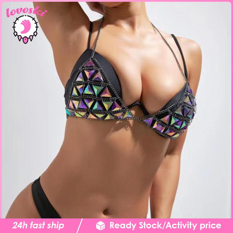 Áo Ngực Đính Kim Sa Lấp Lánh Phong Cách Bohemian Thời Trang Quyến Rũ Cho Nữ