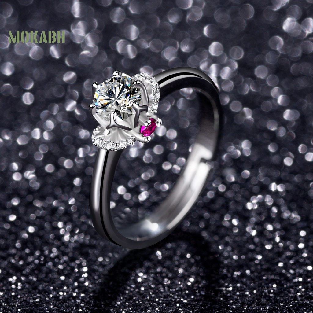 [Mới] Nhẫn Đính Hôn Mở Mạ Điện Đá Zirconia Sáng Bóng Lấp Lánh Dành Cho Nữ