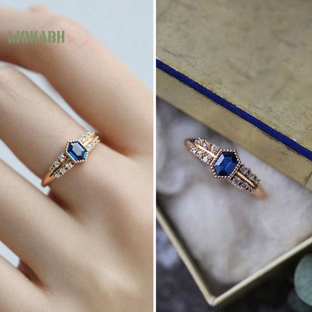 Nhẫn Đính Đá Nhân Tạo Lấp Lánh Phong Cách Cổ Điển Sang Trọng Dành Cho Nữ