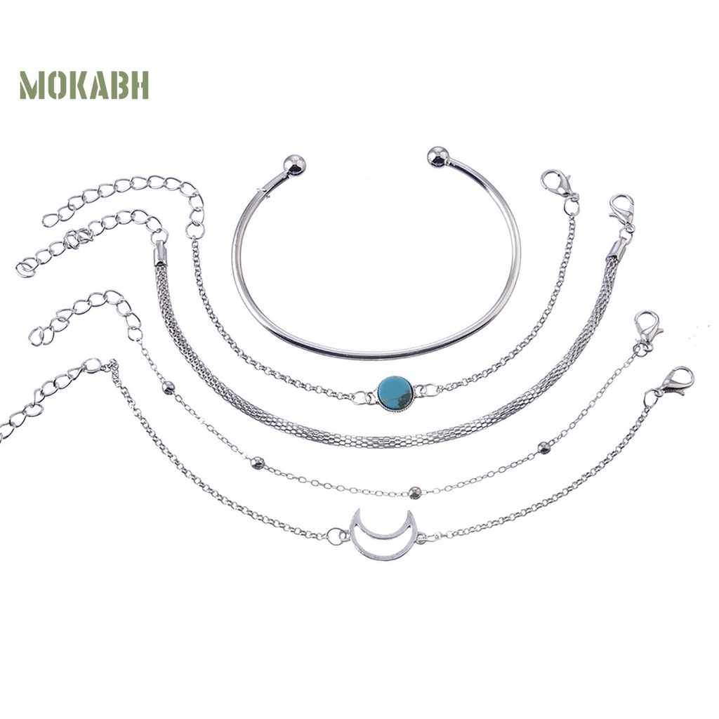 Set 5 Vòng Tay Hợp Kim Nhiều Hình Dạng Cho Nữ