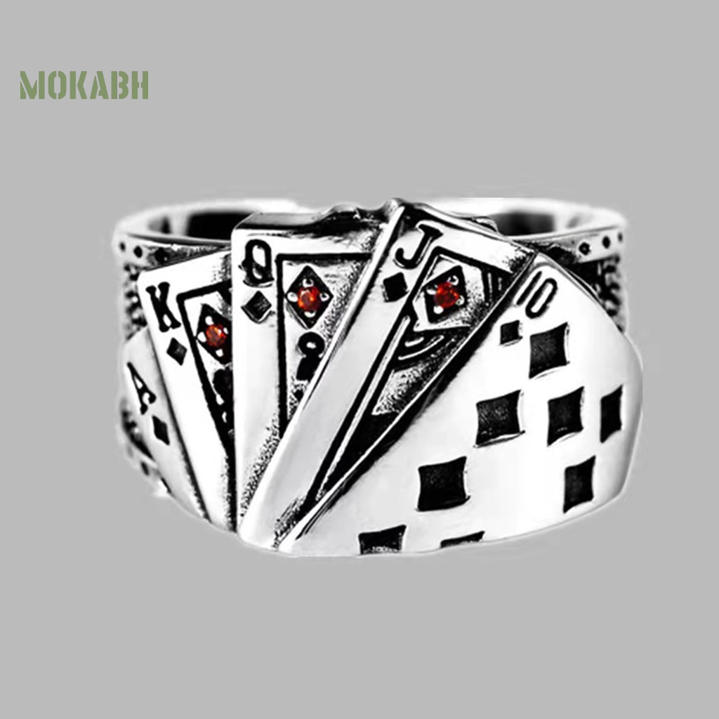 Nhẫn Hở Khắc Lá Bài Poker Phong Cách Cổ Điển Có Thể Điều Chỉnh Kích Thước