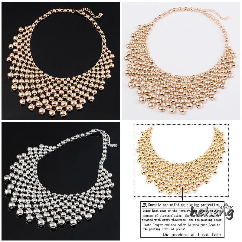 Vòng Cổ Choker Bằng Kim Loại Hạt Tròn Trang Sức Cho Nữ Lễ Hội