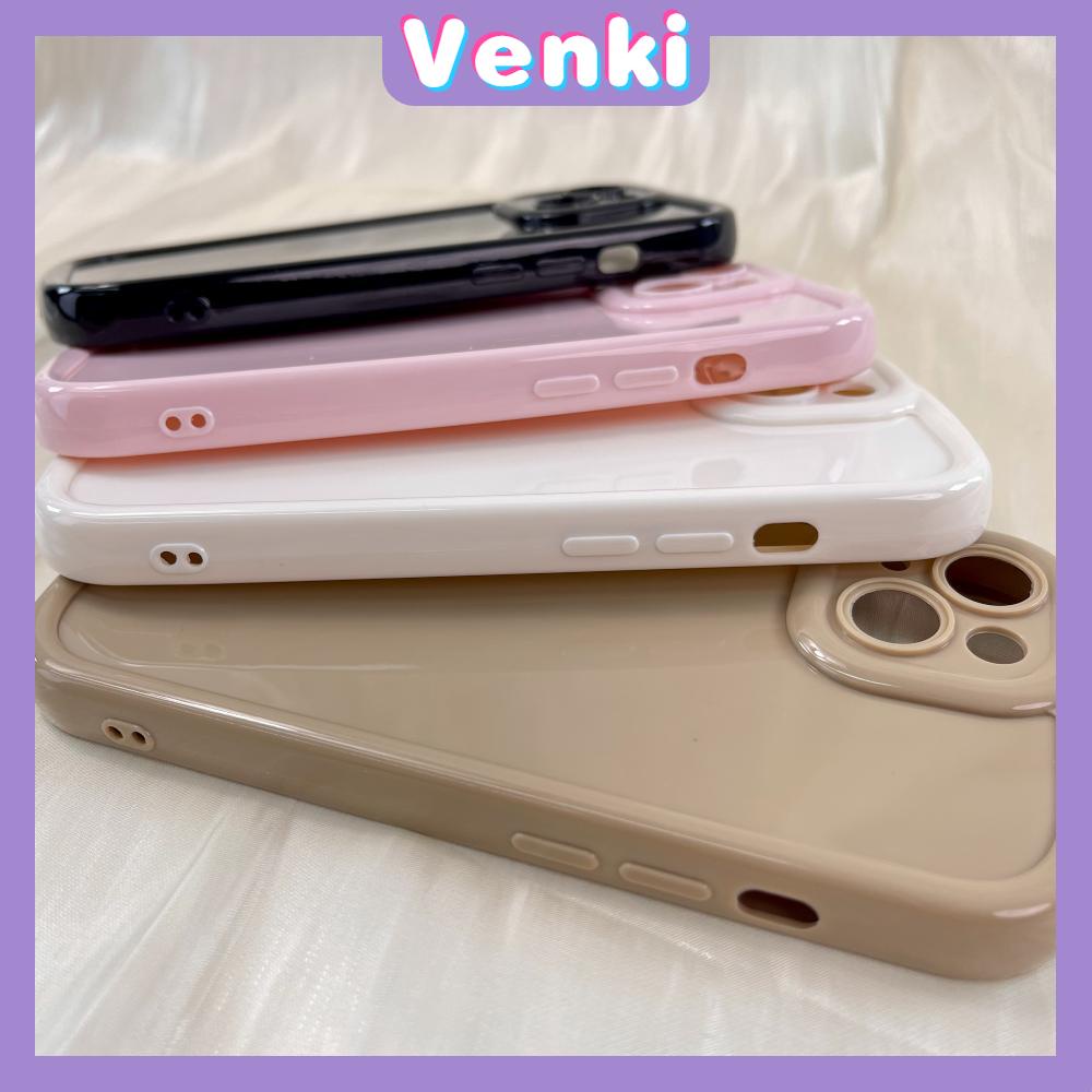 VENKI - Dành Cho iPhone 14 Pro Max Ốp Lưng iPhone Màu Kem Bóng Ôn Hòa Dễ Thương Túi Khí Chống Sốc Bảo Vệ Camera Hồng Trắng Đen Tương Thích Với iPhone 13 Pro max 12 Pro Max 11