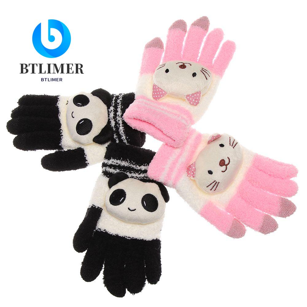 Găng Tay Dệt Kim Vải San Hô Lông Cừu Ấm Áp Kiểu Hoạt Hình Đáng