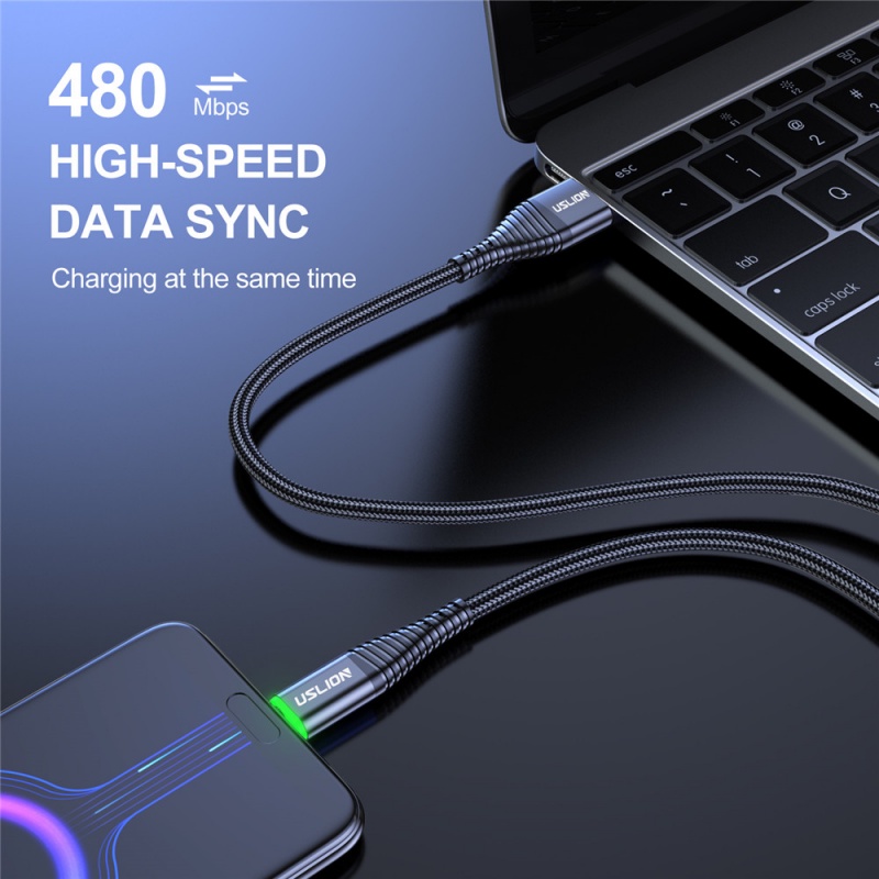 Cáp Sạc Nhanh 3A Có Đèn LED Cho Điện Thoại Samsung Xiaomi Android