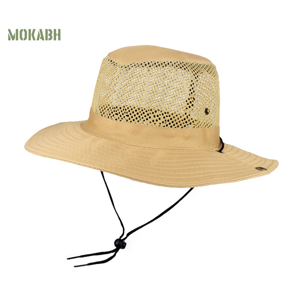 [Mok Abh] Mũ Tai Bèo Vành Rộng Thoáng Khí Chống Gió Có Dây Đeo Chống Nắng Gấp Lại Được Dùng Khi Đi Leo Nú