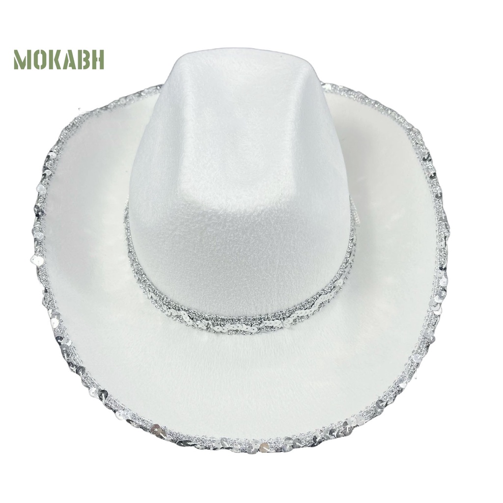 Mũ Cao Bồi Đính Kim Sa Màu Sắc Tương Phản Phong Cách Phương Tây Cho Nữ