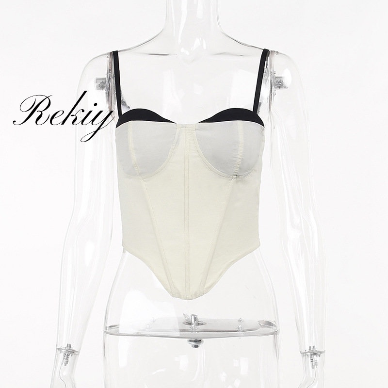 Rekiy Áo Tank Top Hai Dây Phối Màu Tương Phản Thời Trang Mới 2023 Cho Nữ