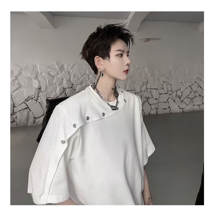 Áo Thun Tay Ngắn Phối Nút Thời Trang Mùa Hè Cao Cấp Cho Nam