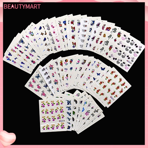 Set 50 Miếng Dán 3D Họa Tiết Hoa Chống Thấm Nước Dùng Trang Trí Móng Nghệ Thuật DIY