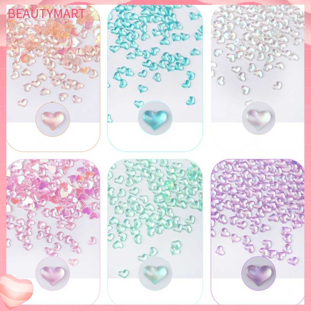 Hạt Thép Mini Hình Trái Tim 3D Nhiều Màu Trang Trí Móng Nghệ Thuật DIY