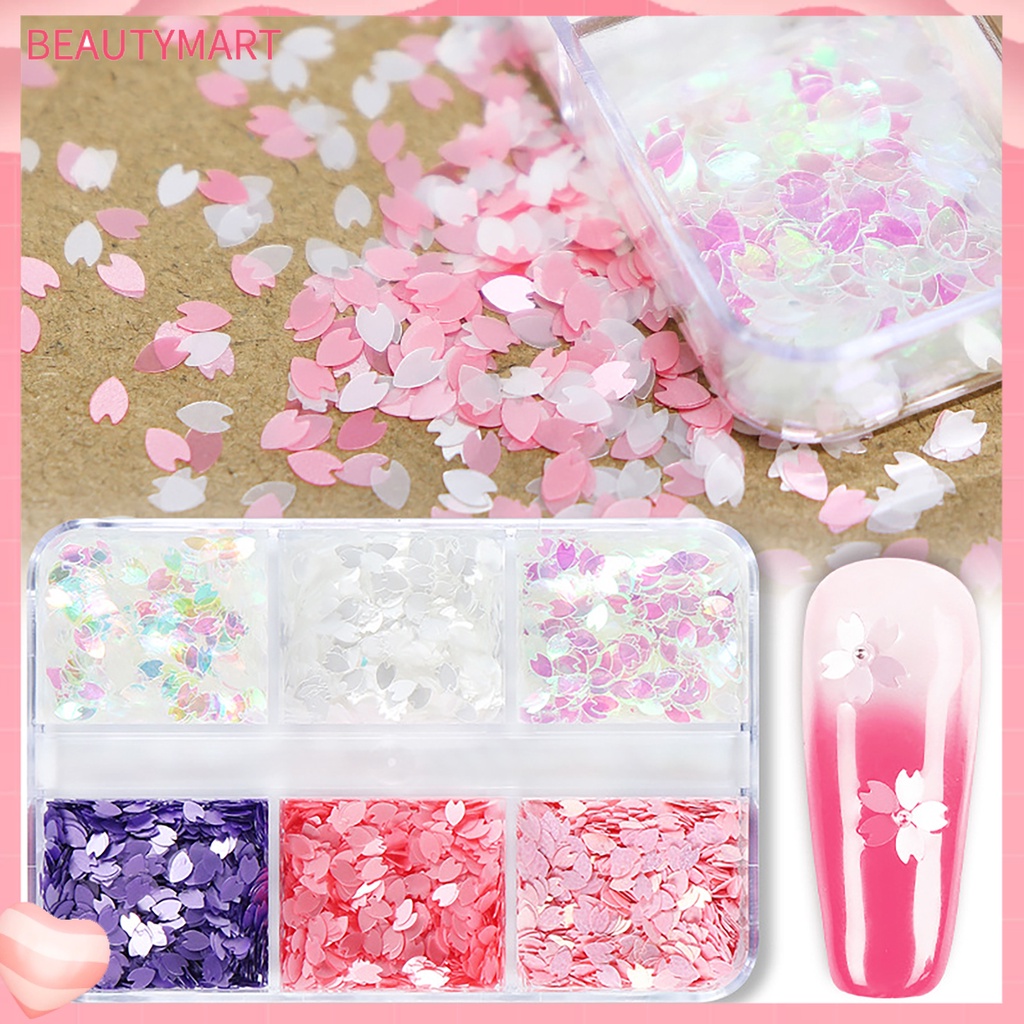 1 Hộp Kim Tuyến Lấp Lánh Hình Lá Phong 6 Ngăn Không Phai Màu Sắc Sống Động Trang Trí Móng Tay Nghệ Thuật