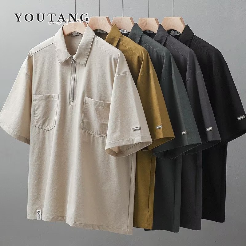 Áo thun polo YOUTANG ngắn tay màu trơn thời trang trẻ trung 2023