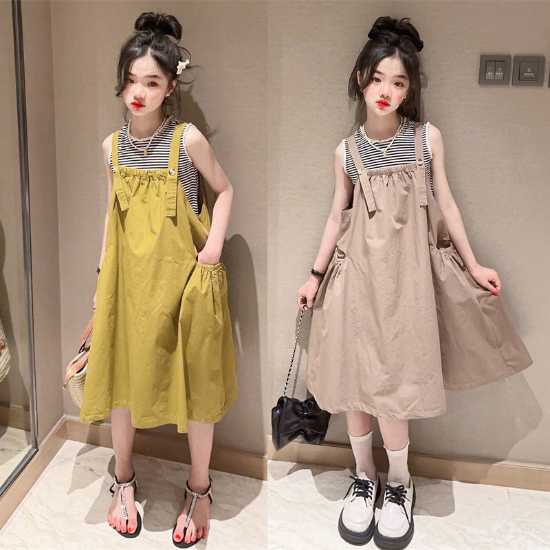 Đầm Yếm Mùa Hè 2023 Phong Cách Hàn Quốc Mới Cho Bé Gái 5-6 - 7-8 - 9-10 - 11-12 - 13-14 Tuổi