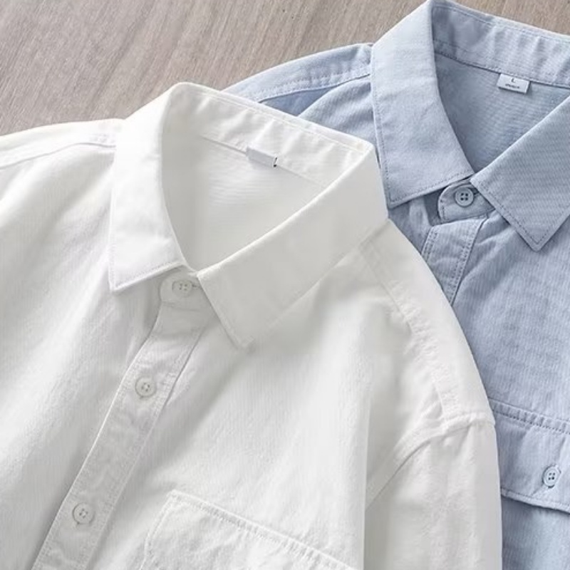 Áo Sơ Mi Cotton Dài Tay Phối Túi Thời Trang Xuân Thu Cho Nam