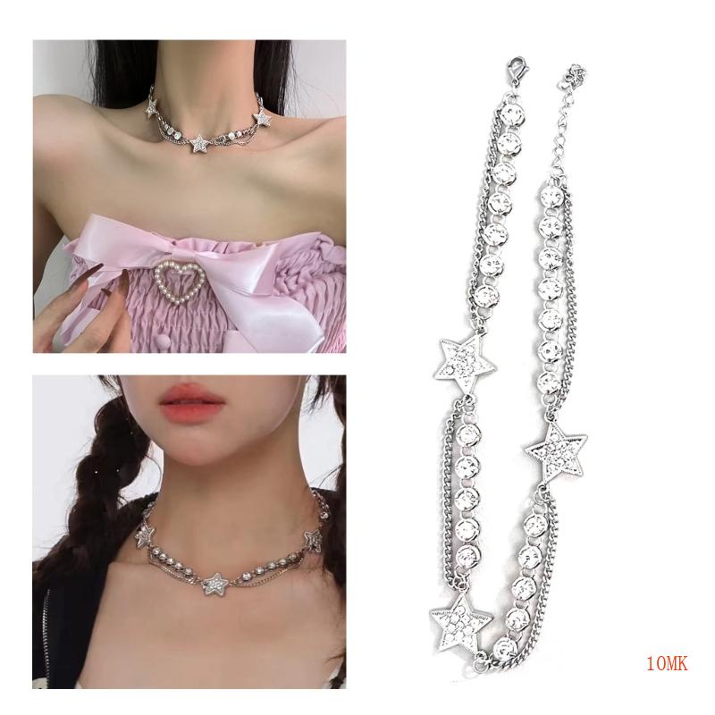 Vòng cổ Mạ Vàng 2K Mặt Ngôi Sao Đính Đá Phong Cách Hiphop Thời Trang