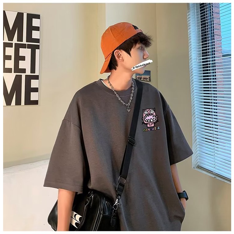 Áo Thun Cotton Tay Ngắn Dáng Rộng Phong Cách Đường Phố Mỹ Thời Trang Mùa Hè Cho Nam