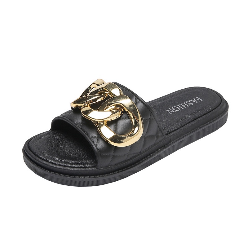 Giày Sandal Đế Xuồng Phối Khóa Kim Loại Thời Trang Mùa Hè Cho Nữ