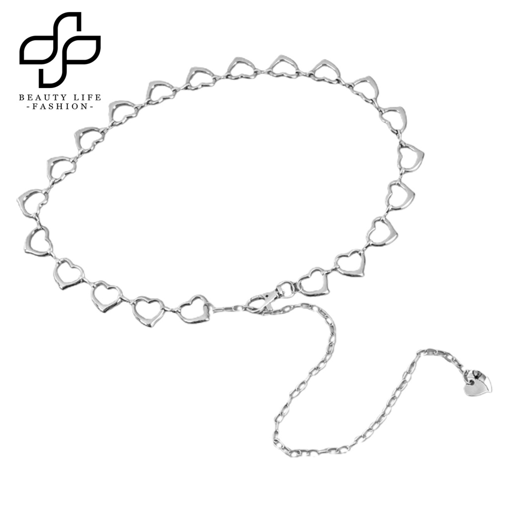 Dây Xích Thắt Lưng Mạ Bạc Bóng Cao Thanh Lịch Gợi Cảm Trang Trí Hình Trái Tim Cho Nữ Mặc Hàng Ngày