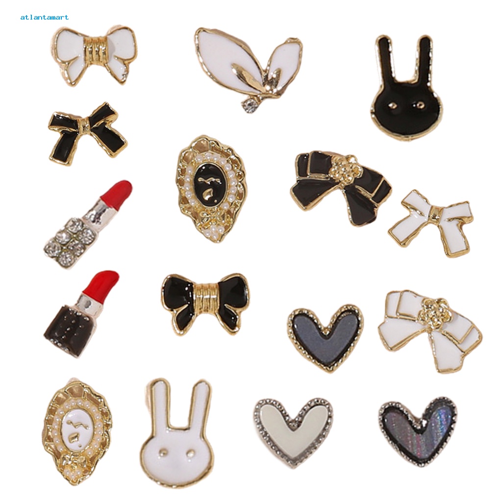 Túi Đựng Đồ Dùng Cao Cấp Tiện Dụng| Set 10 Phụ Kiện Trang Trí Móng Tay Nghệ Thuật Ba Chiều Bóng Cao Bằng Hợp Kim Hình Nơ Hoa Trà Thơm DIY