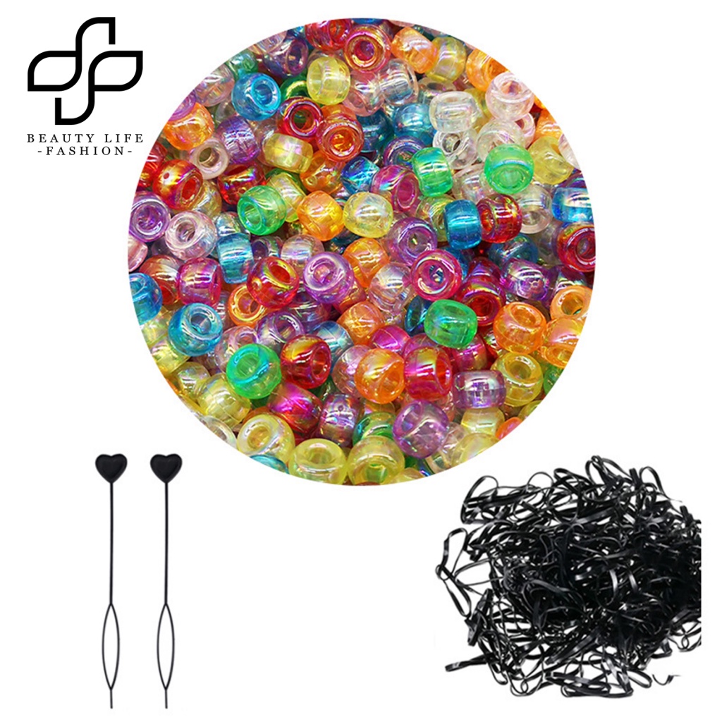 1 Bộ Hạt Xỏ Vòng Tay / Dây Thun Nhiều Màu Với Lỗ To Làm Trang Sức Nghệ Thuật