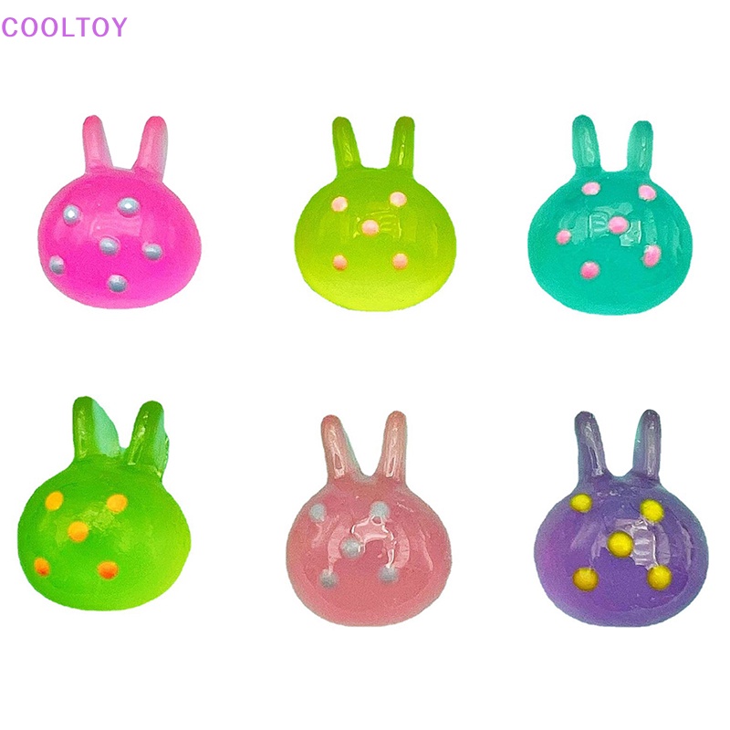 Cooltoy Set 5 Phụ Kiện Trang Trí Điện Thoại Hình Đầu Thỏ Dạ Quang Nhiều Màu Sắc DIY