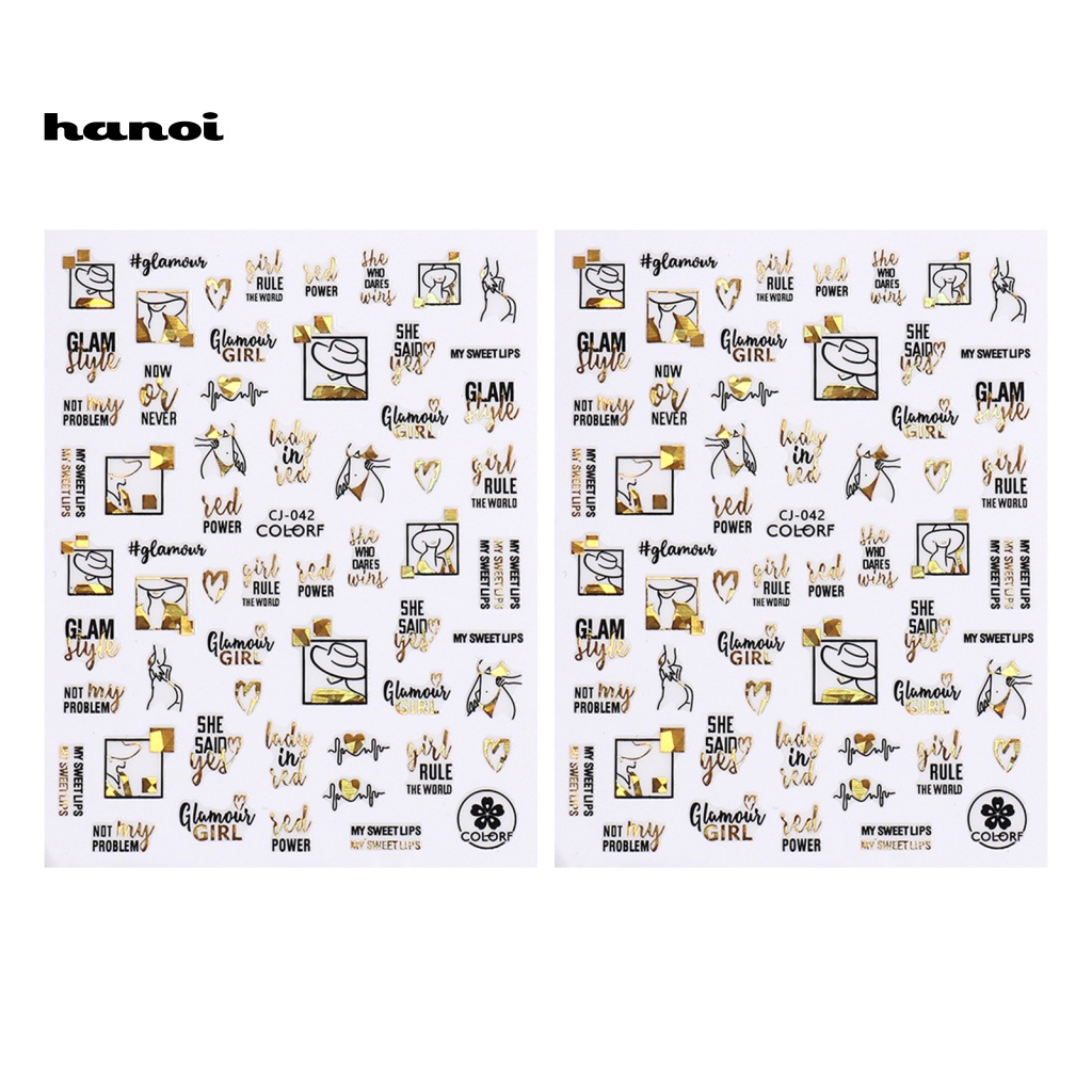 Bộ 2 Miếng Dán Móng Tay Tự Dính Không Phai Màu Chống Rơi Họa Tiết Trái Tim Màu Đỏ Dùng Trang Trí DIY