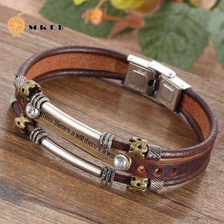 MKEB đeo tay bằng da PU kiểu dáng cổ điển thời trang cho nam