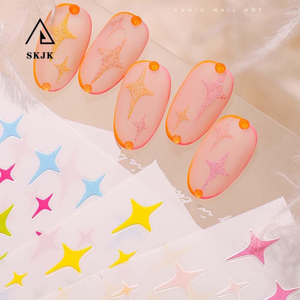 [Hàng mới về] Hình Dán Móng Tay Trang Trí Nghệ Thuật Họa Tiết Ngôi Sao 3D Nhiều Màu Sắc