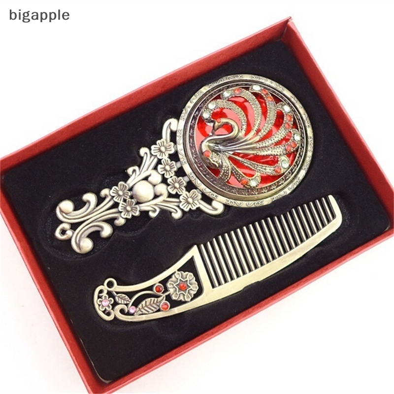 Set 2 Lược Đồng Tráng Gương Cầm Tay Nhỏ Gọn Rdgg