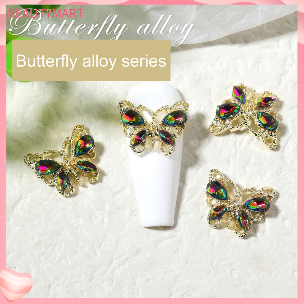 Set 10 Phụ Kiện Đính Trang Trí Móng Tay Hình Bướm Sang Trọng DIY