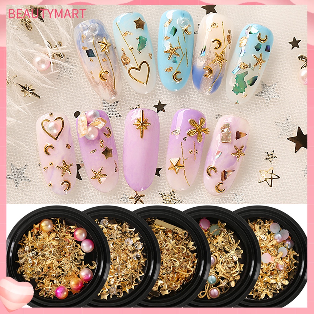 Hạt Dán Trang Trí Móng Tay Bằng Kim Loại Nhiều Màu Sắc DIY Dành Cho Nữ