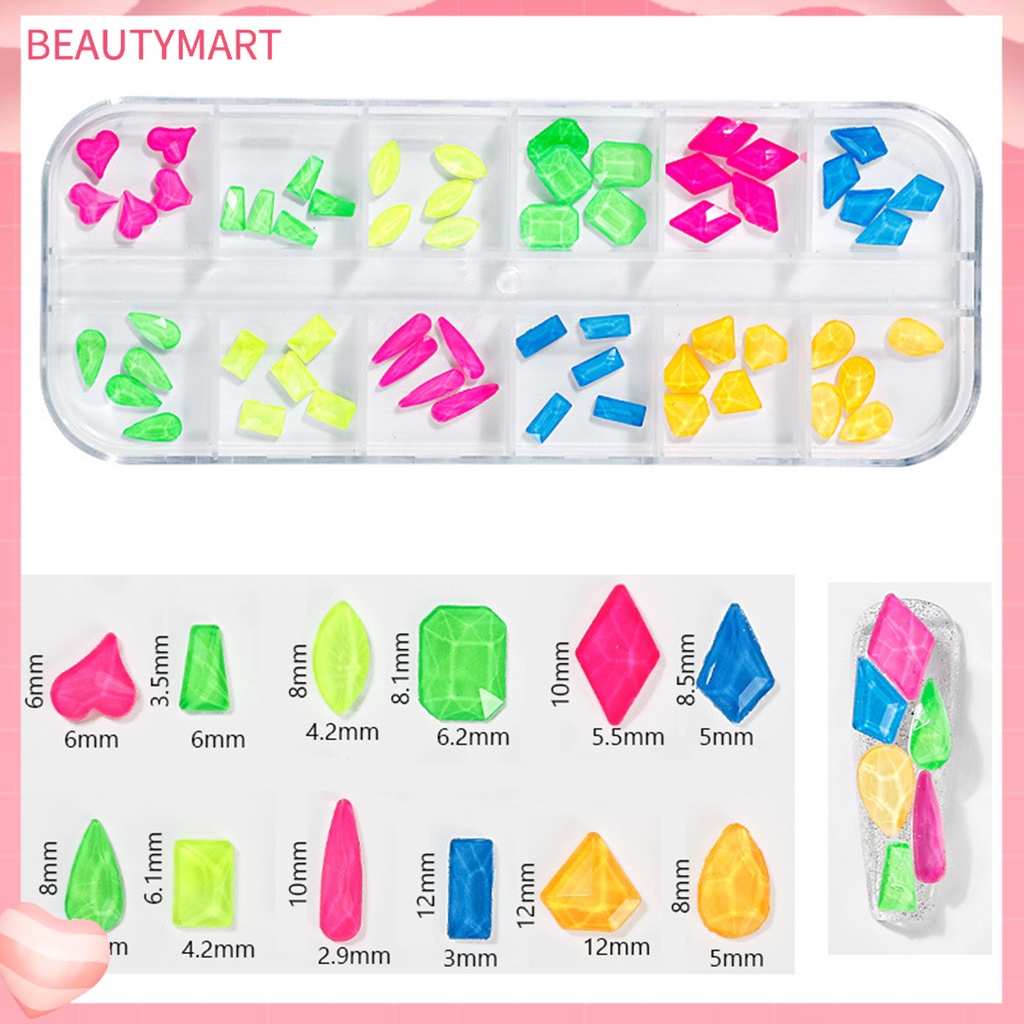 Hộp 12 Ngăn Đựng Hạt Đá Trang Trí Móng Tay Gọn Nhẹ DIY
