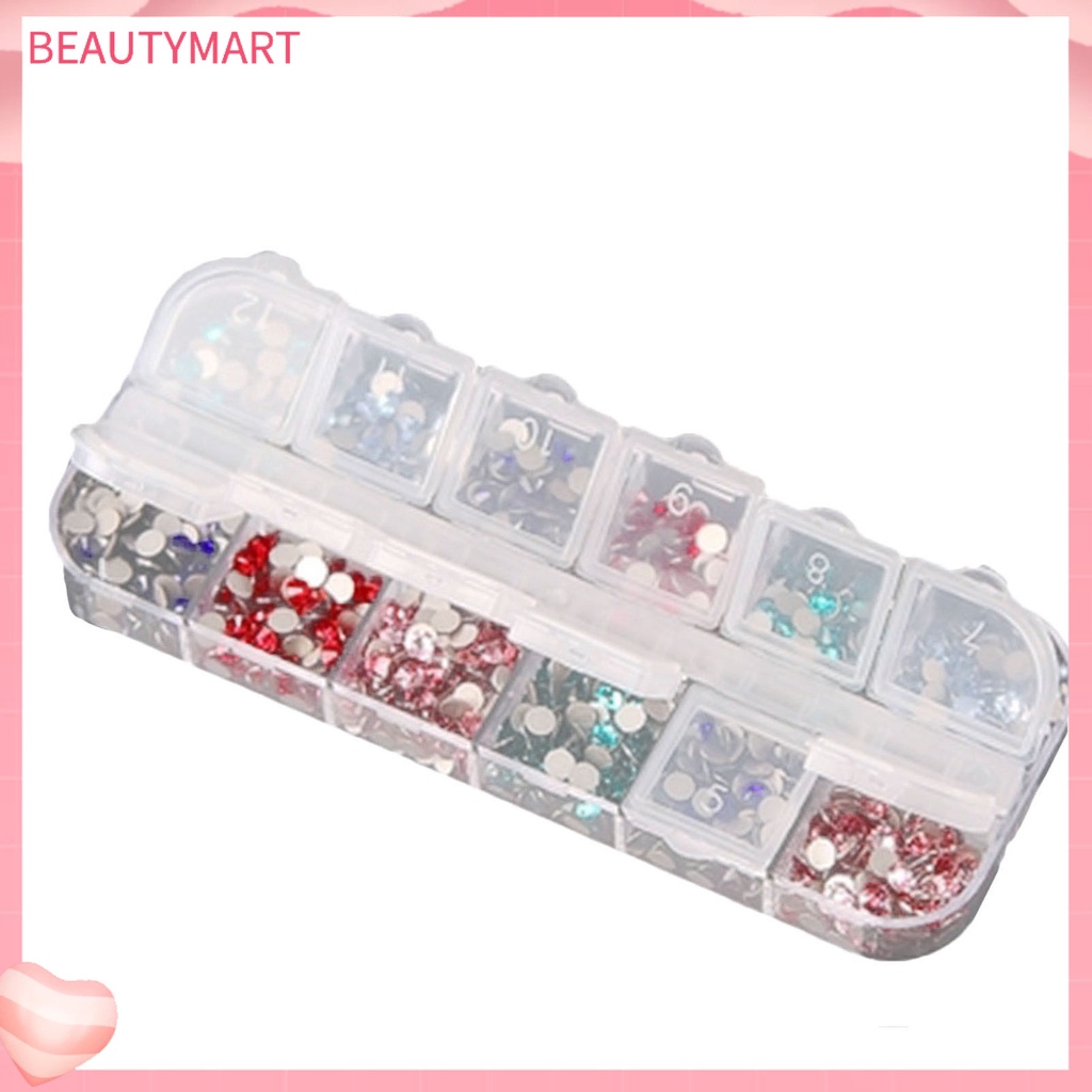 Hộp 12 Ngăn Trong Suốt Đựng Hạt Ngọc Trai / Đinh Tán Trang Trí Móng Tay Nghệ Thuật